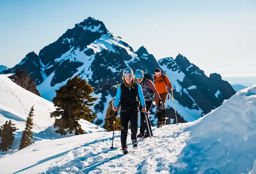 Queer Mountaineers climbers on Mt. Eleanor in the Olympic Mountain Range  – Photo by Sarina Pizzala