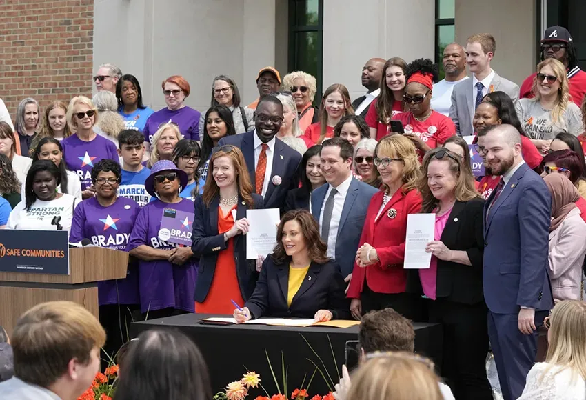 Michigan Gov. Gretchen Whitmer in Royal Oak, Mich. – Photo by Carlos Osorio / AP