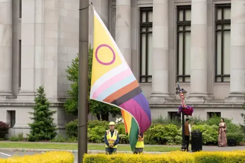 Washington State Patrol graduates march through Progress Pride flag raising ceremony, sparking concerns of disrespectful behavior among attendees